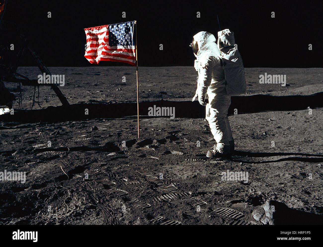Apollo 11 Astronaut Buzz Aldrin auf dem Mond Stockfoto
