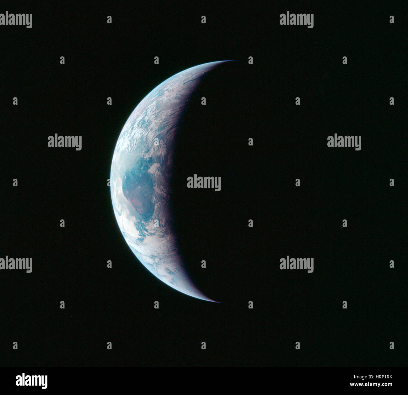 Sichelförmige Erde, Apollo 11-Mission Stockfoto