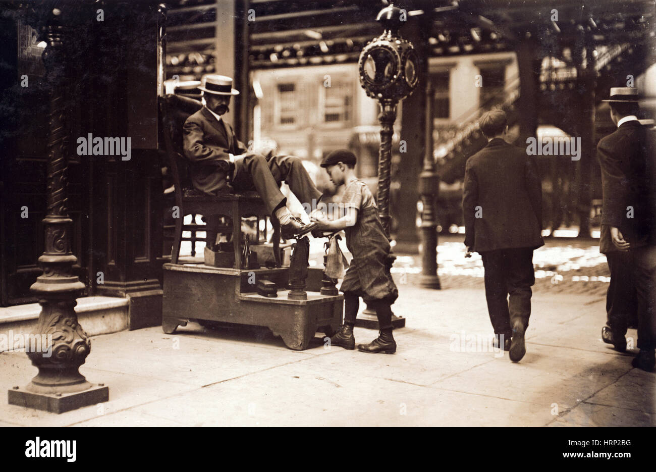 New York, East Village, Schuhputzer, 1910 Stockfoto