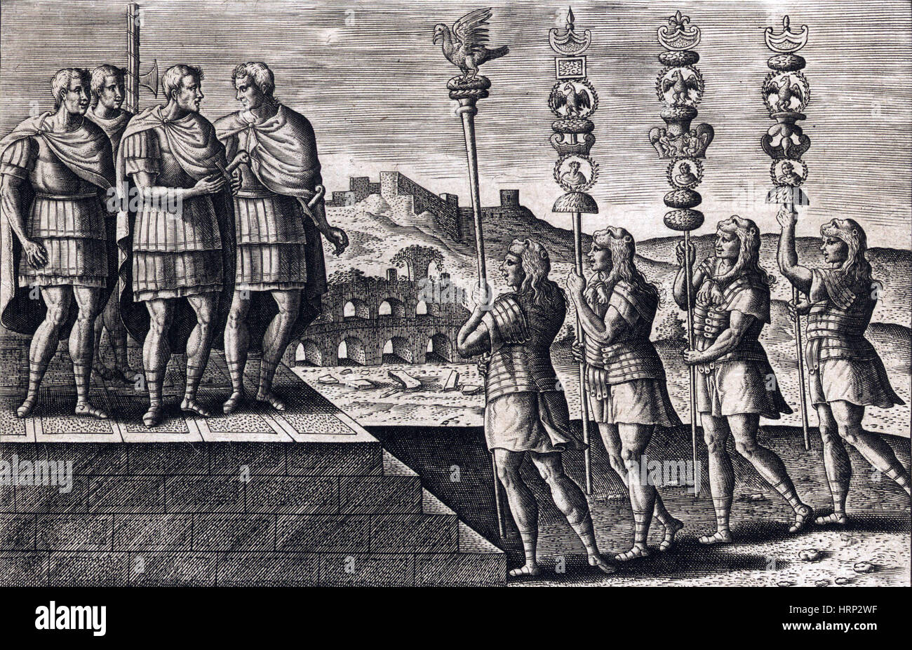 Legion-Standards, antike römische Kriegsführung Stockfoto