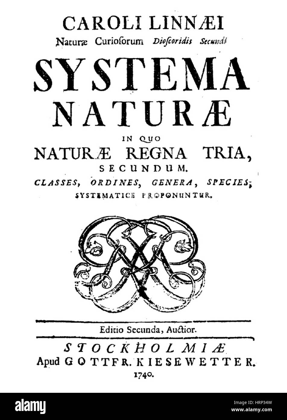 Titelseite, Systema Naturae, Carl von Linné Stockfoto