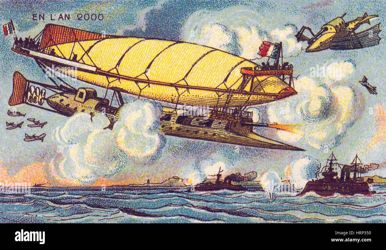 Luftkampf, französische Postkarte 1900 s Stockfoto