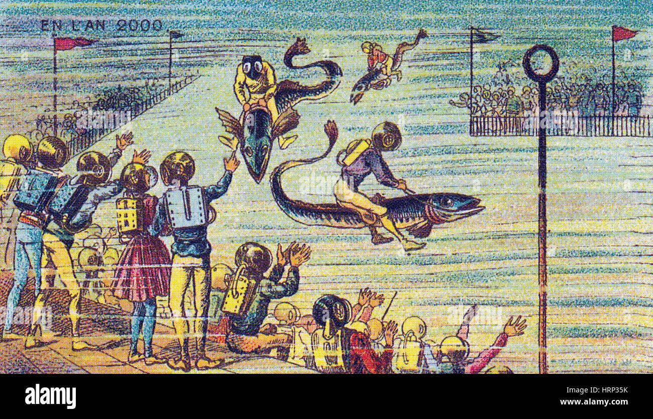 Unterwasser-Rennen, französische Postkarte 1900 s Stockfoto
