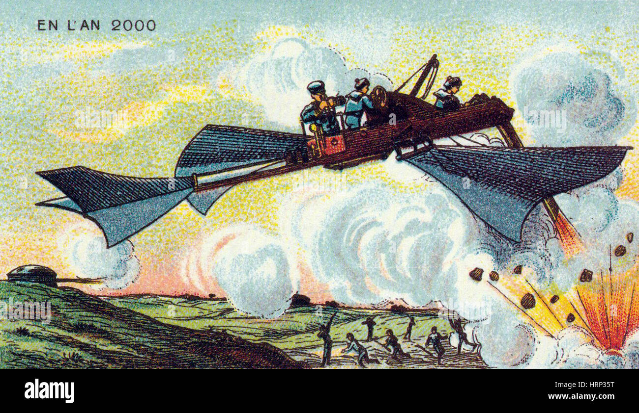 Torpedo Flugzeug, französische Postkarte 1900 s Stockfoto