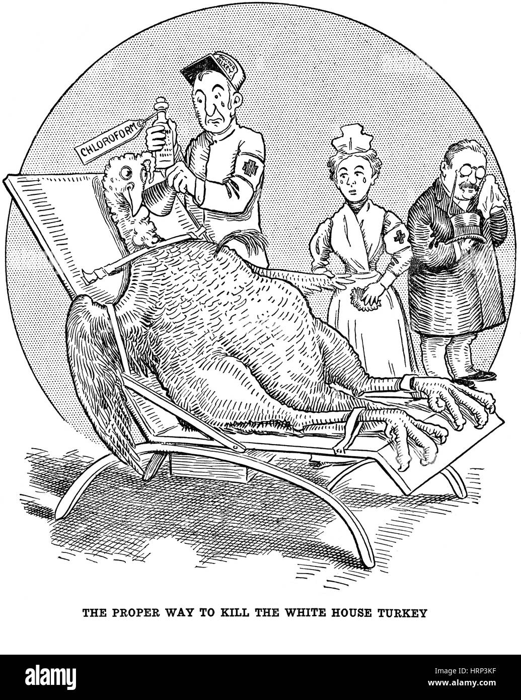 Thanksgiving Satire, 1900 s Stockfoto
