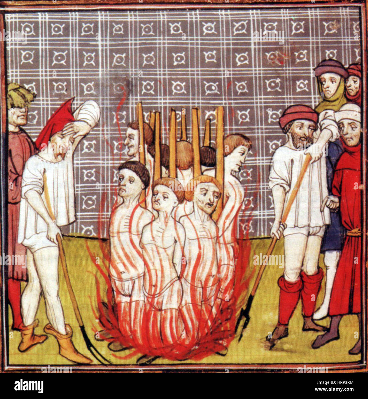 Tempelritter auf Scheiterhaufen, 1307 verbrannt Stockfoto