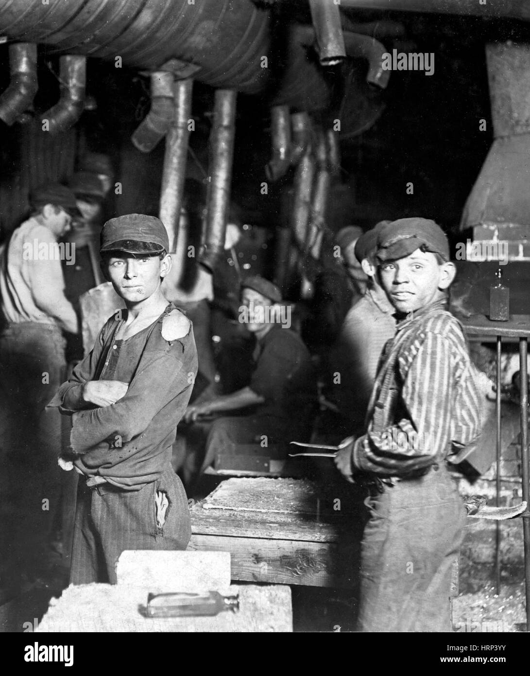 Indiana-Glaswerk Boys, 1908 Stockfoto