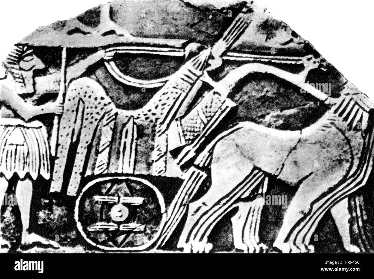 Wagen von Katzen Flachrelief, sumerischen Stockfoto