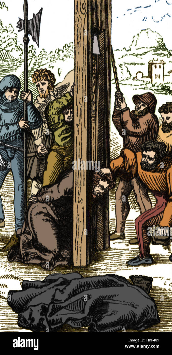 Die Guillotine, 18. Jahrhundert Stockfoto