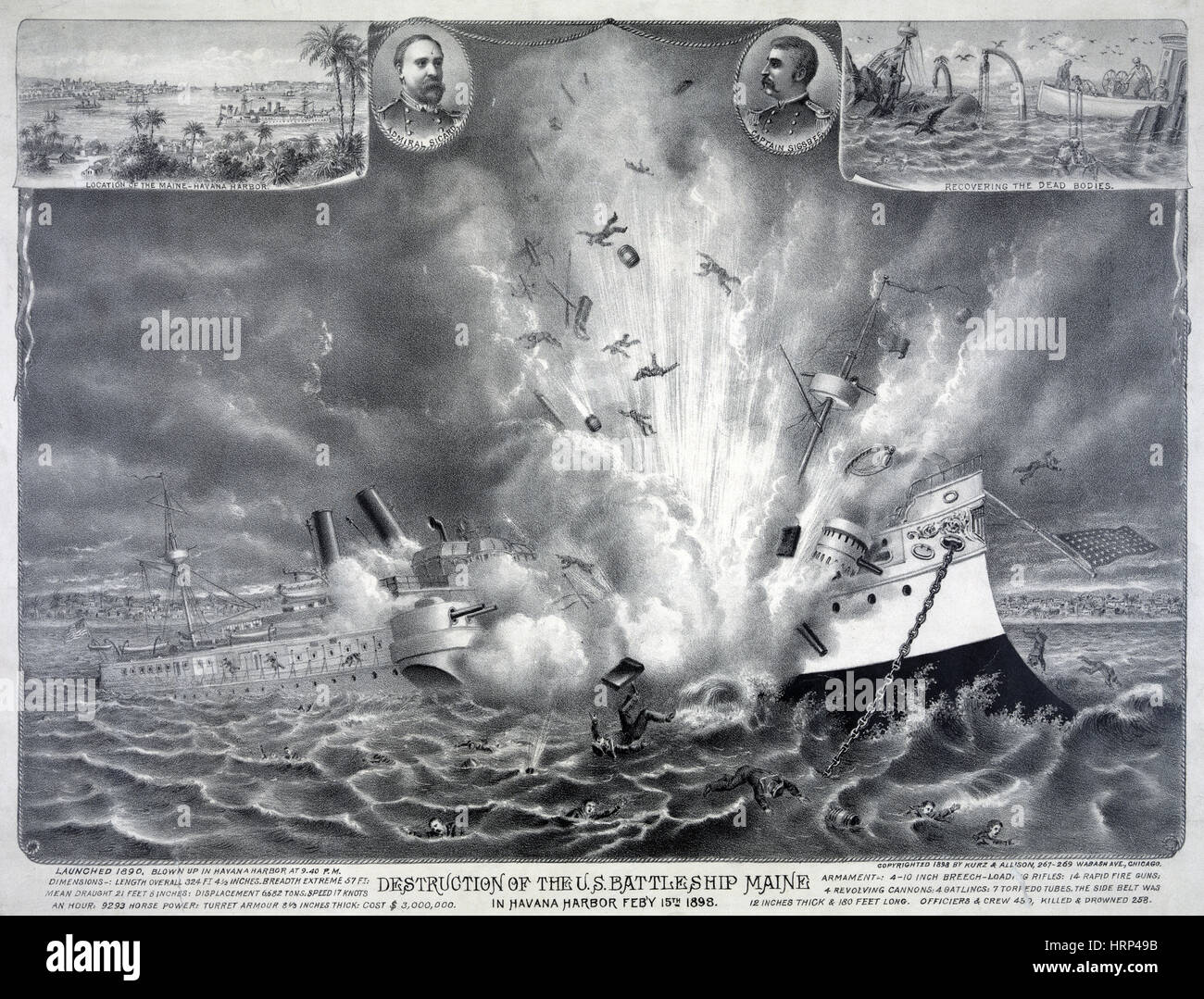 Untergang der USS Maine, 1898 Stockfoto