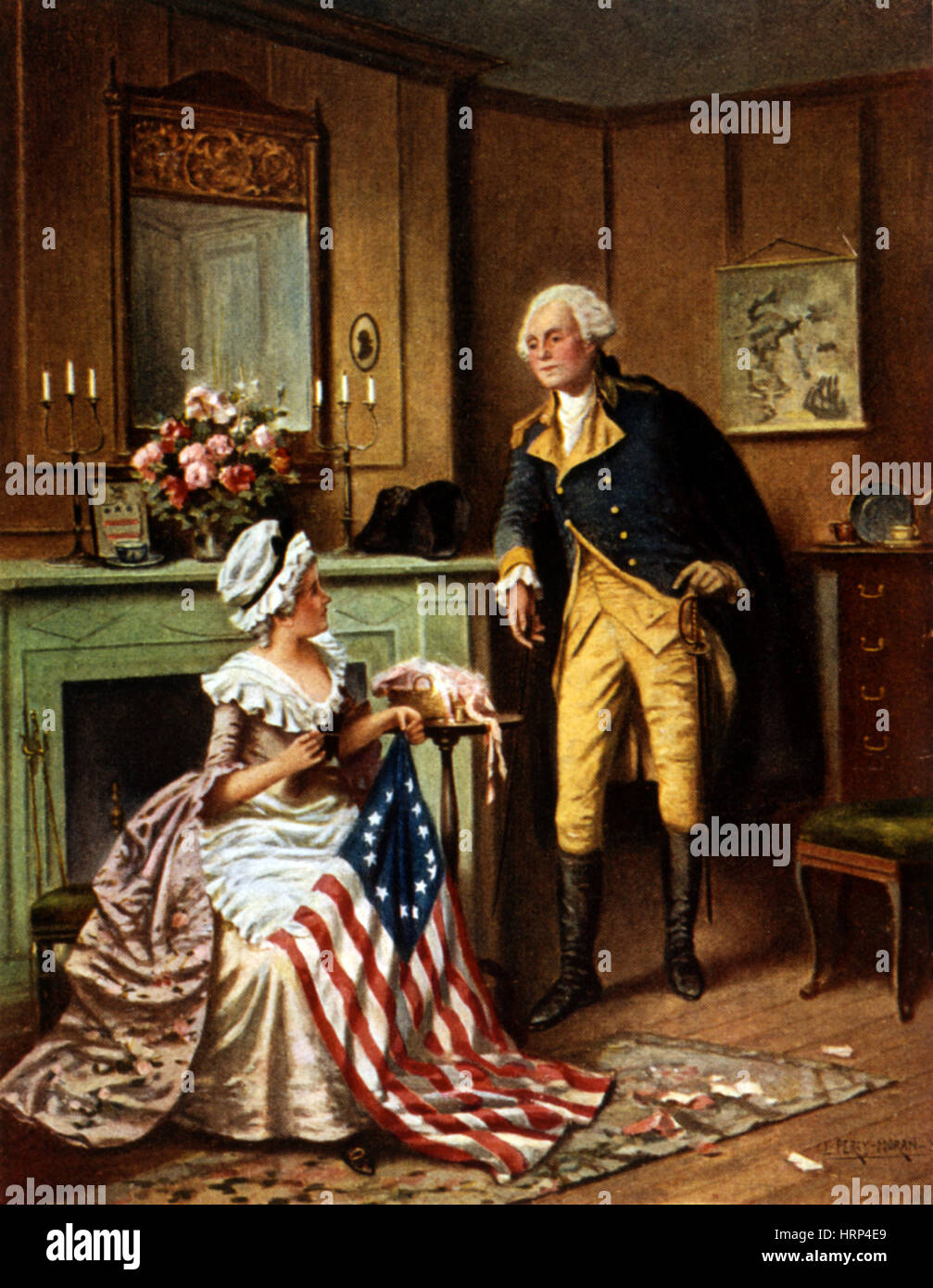 Betsy Ross und George Washington Stockfoto