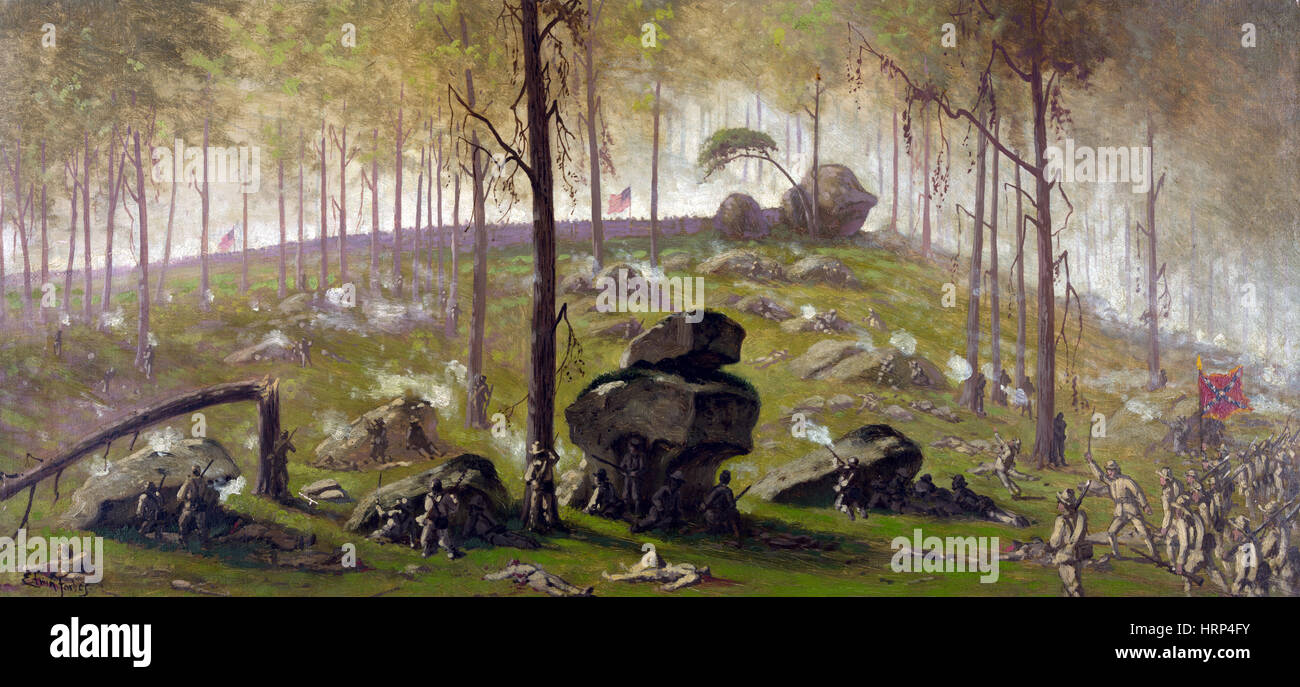 Schlacht von Gettysburg, Hügel Culps, 1863 Stockfoto