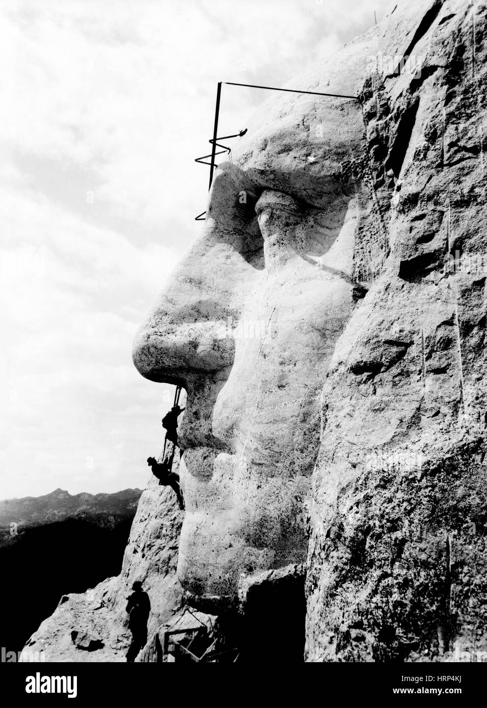 Schnitzen Washingtons Kopf, Mount Rushmore, 1932 Stockfoto