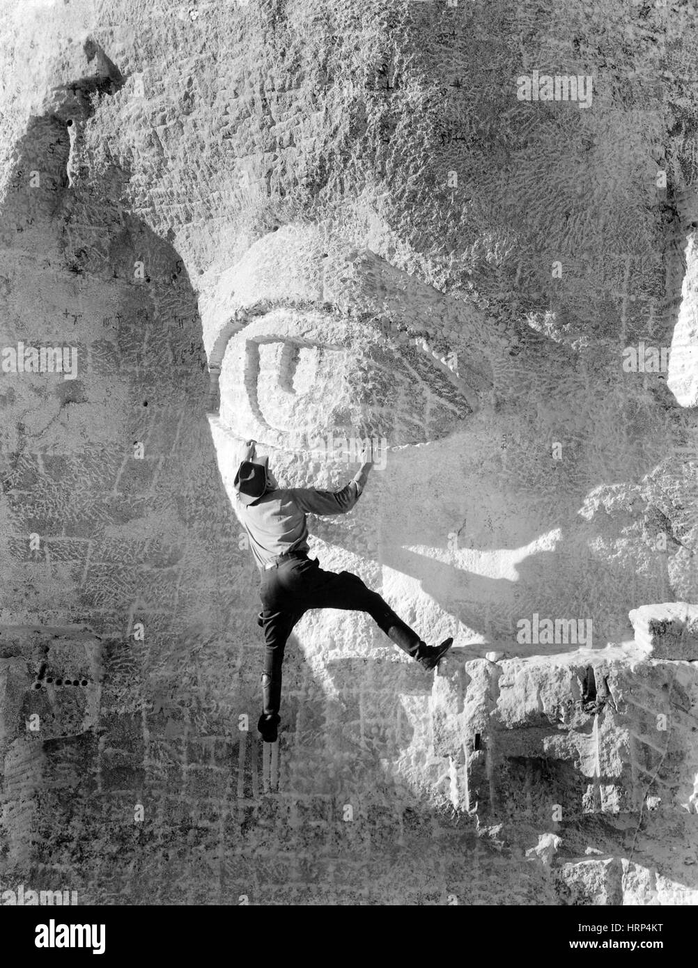 Arbeiten am Mount Rushmore Auge, 1930er Jahre Stockfoto