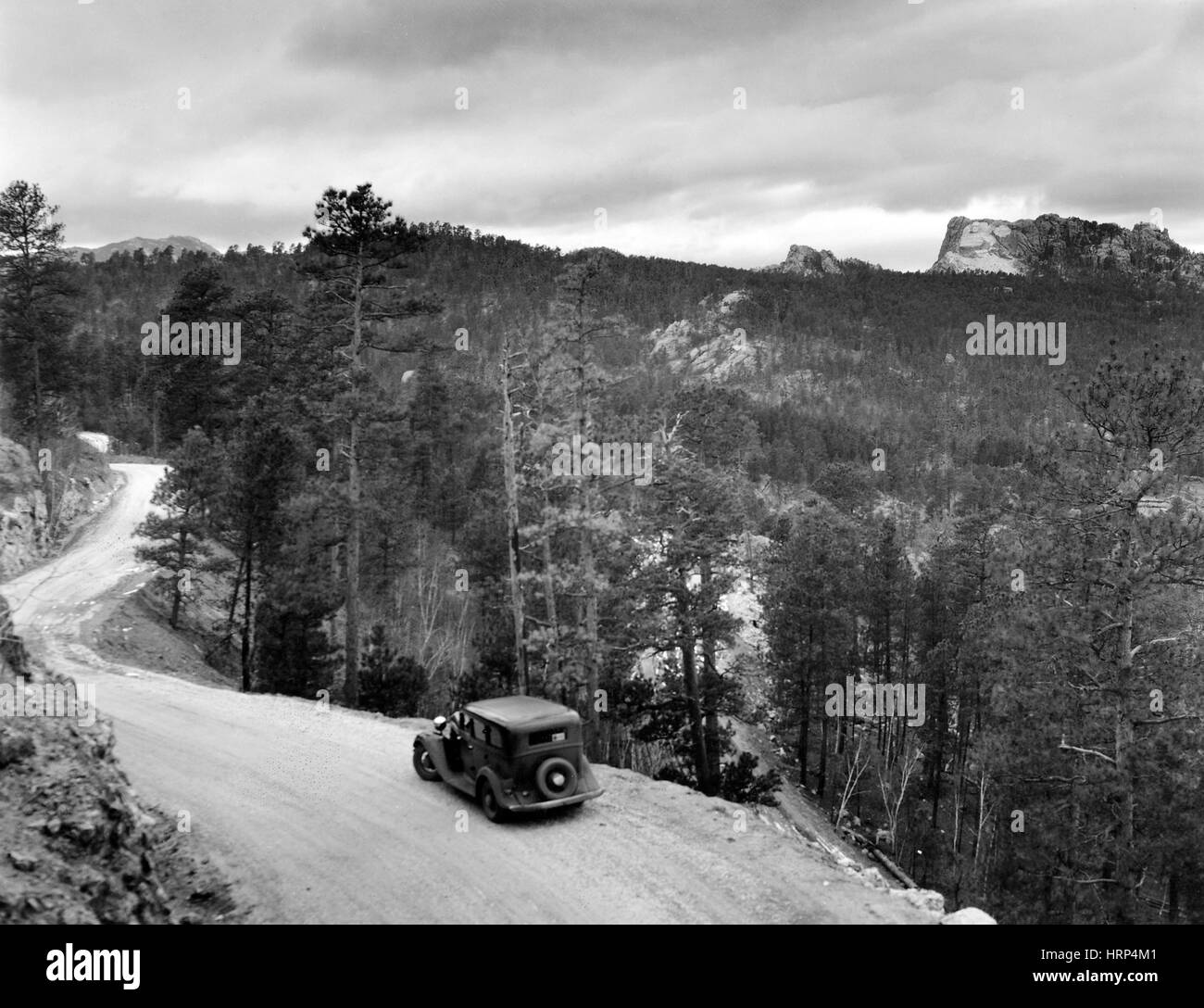 Mount Rushmore im Bau, 1930er Jahre Stockfoto