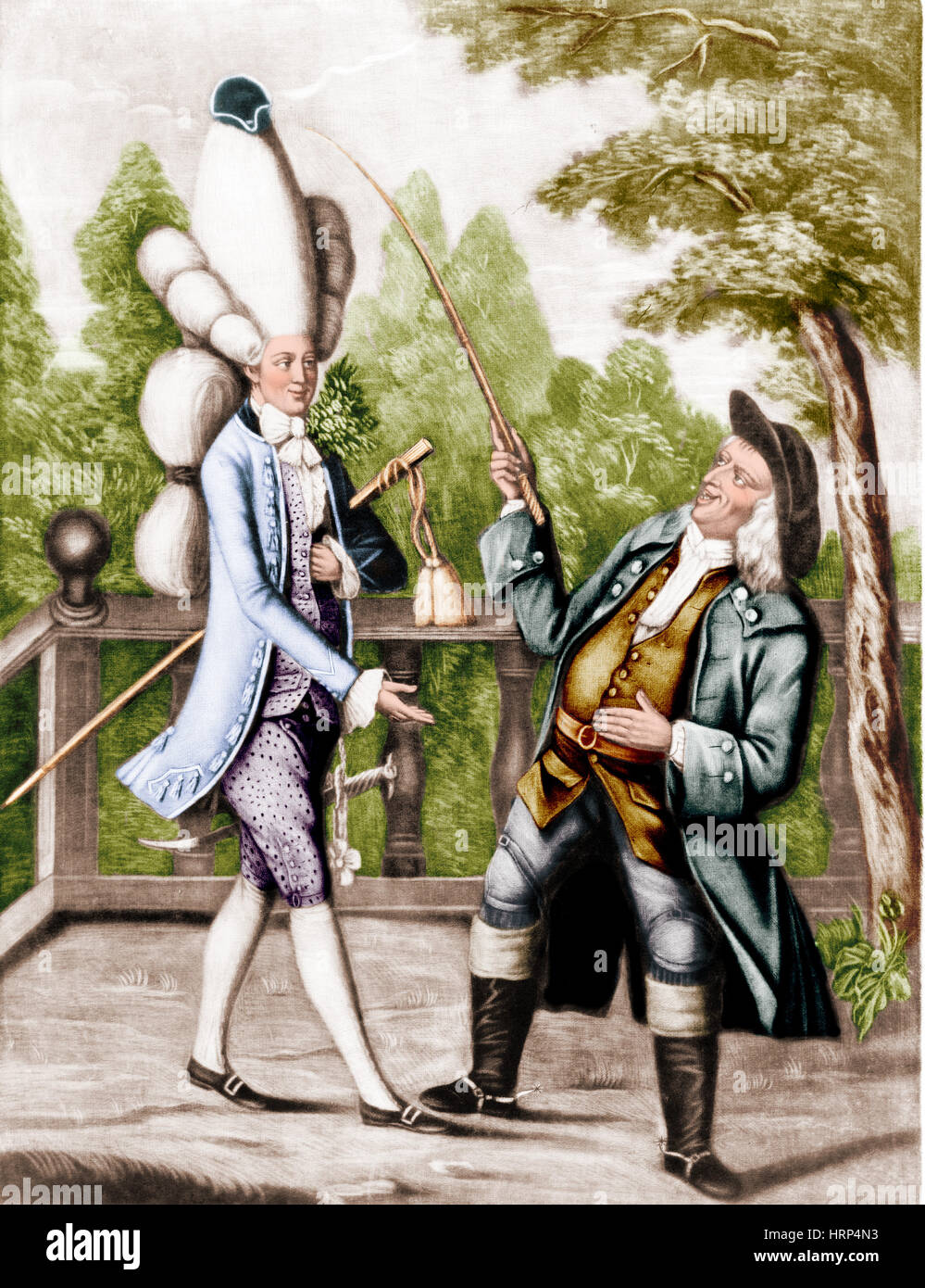 Makkaroni-Mode, Perücke, 1774 Stockfoto