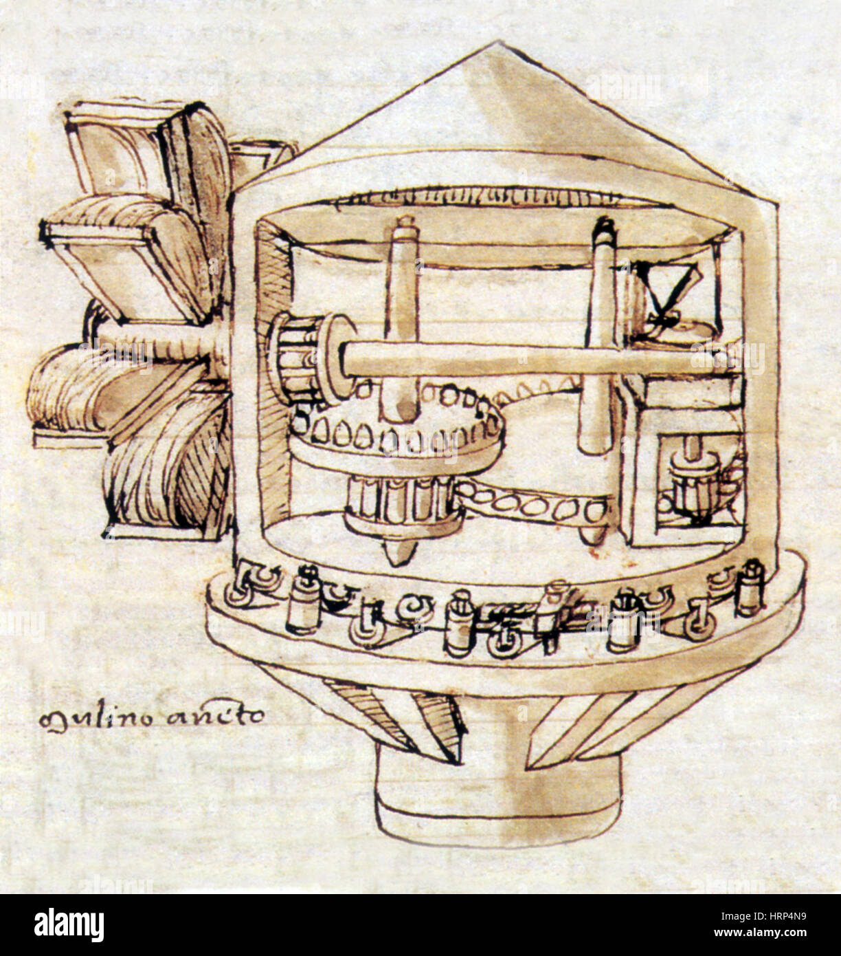 Di Giorgio Erfindung, direktionale Windmühle Stockfoto