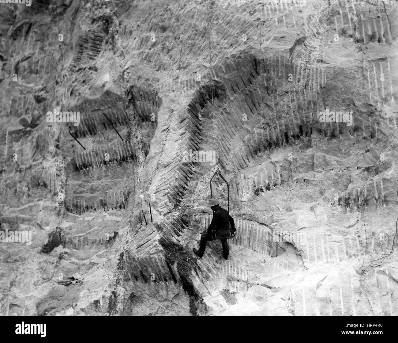 Arbeiter am Mount Rushmore, 1930er Jahre Stockfoto