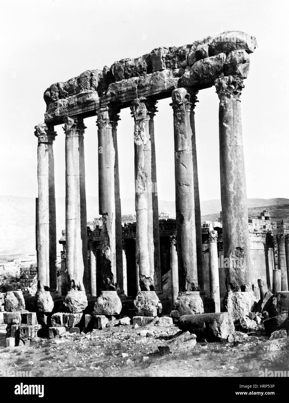 Tempel des Jupiter Kolonnade, Baalbek, der 1870er Jahre Stockfoto