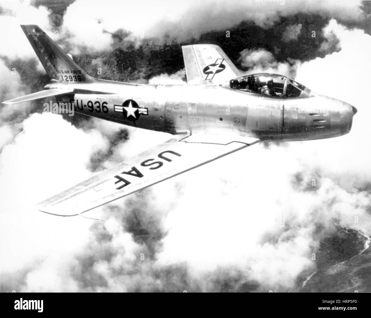 F-86 Sabre, erste Pfeilflügel-Kämpfer, 1950er Jahre Stockfoto