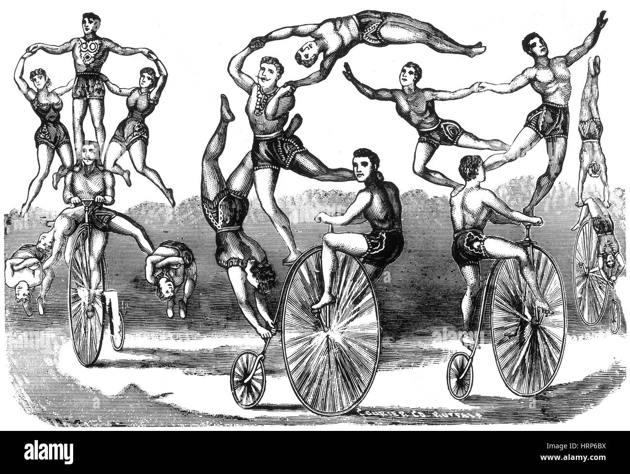 Zirkus-Akrobaten, 1890 s Stockfoto