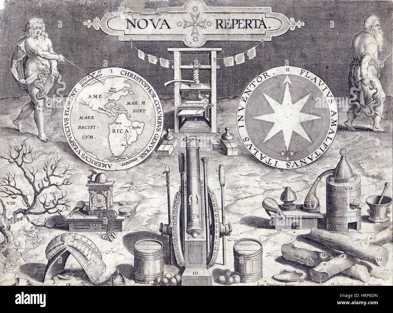 Titelseite, Nova Reperta, 1590 Stockfoto