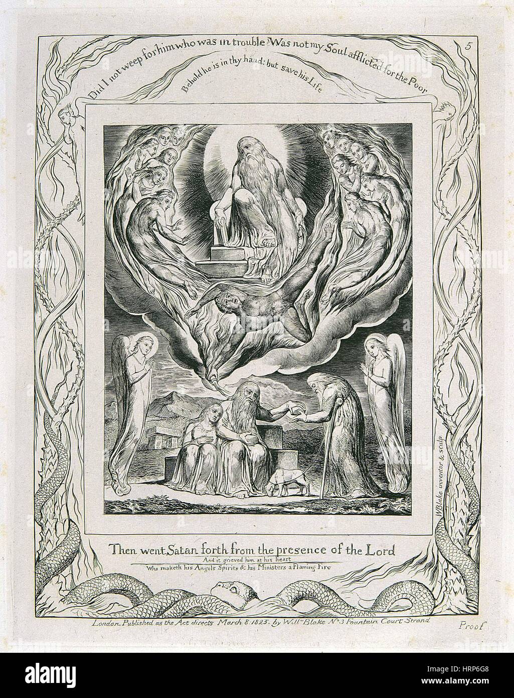 William Blakes "Satan los Forth" Stockfoto