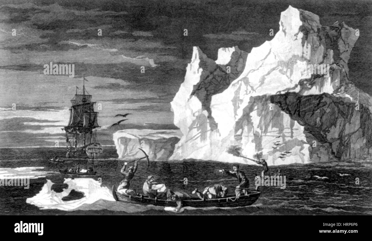 Captain Cook erforscht antarktische Region der 1770er Jahre Stockfoto
