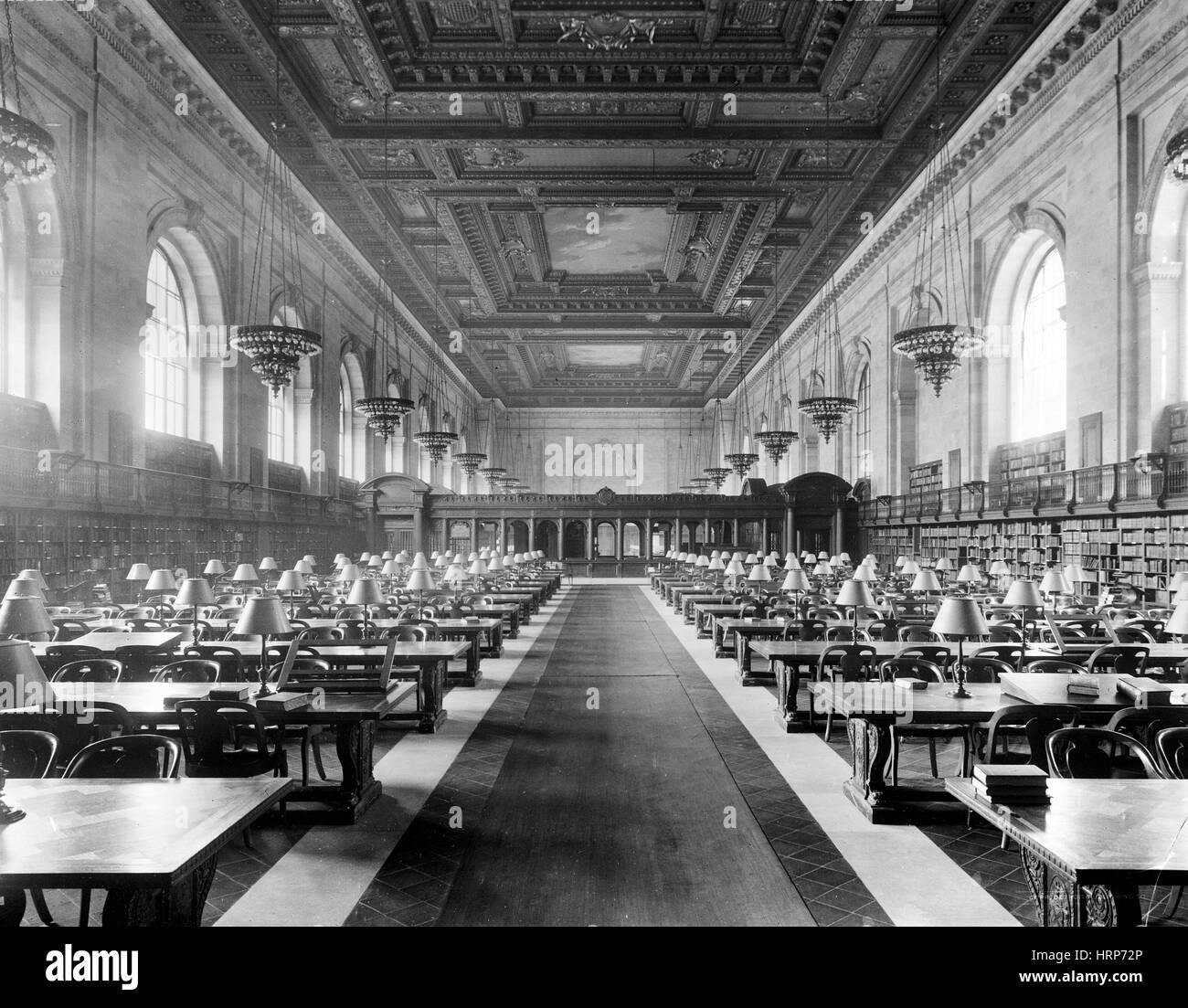NYPL, Zweig, Lesesaal, 1910er Jahre Stockfoto