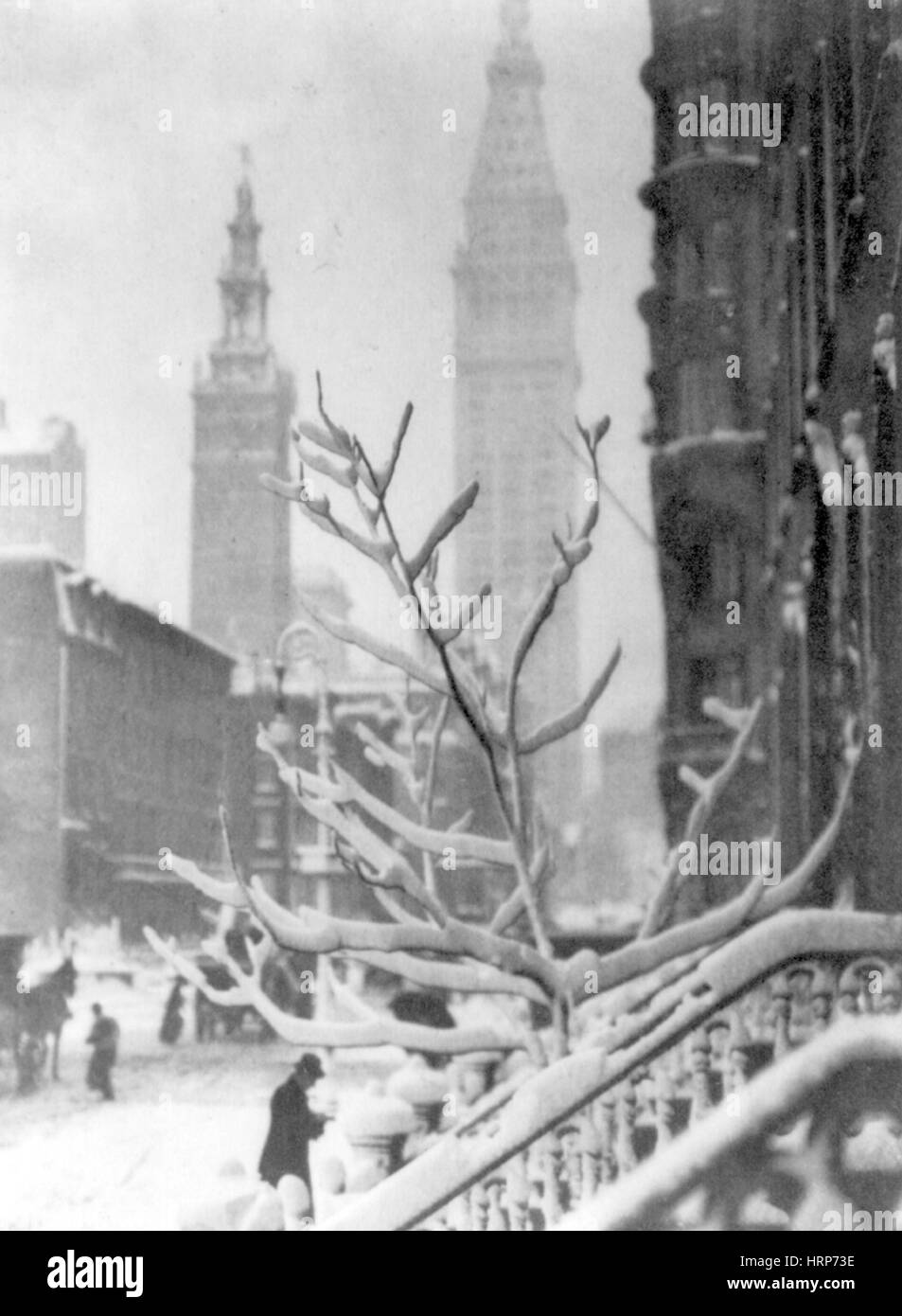 NYC, tief verschneiten Straßenszene, 1914 Stockfoto