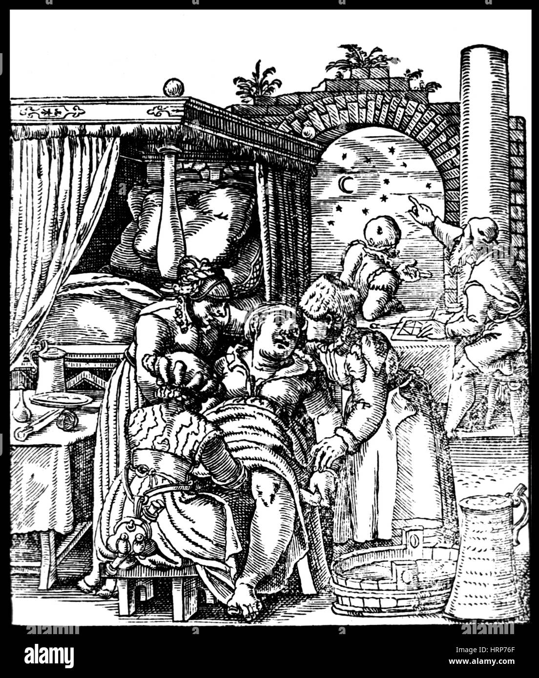 Geburtshilfe und Astrologie, 1580 Stockfoto