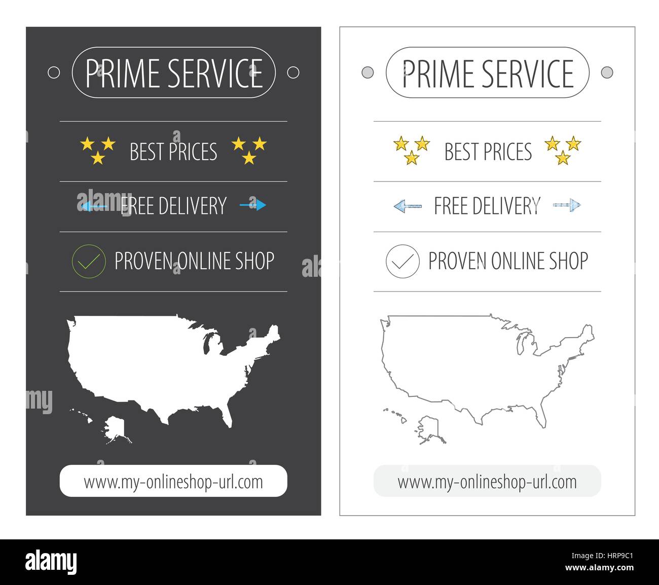 USA, prime Service e-Commerce-Banner Abbildung in zwei Varianten Stock Vektor