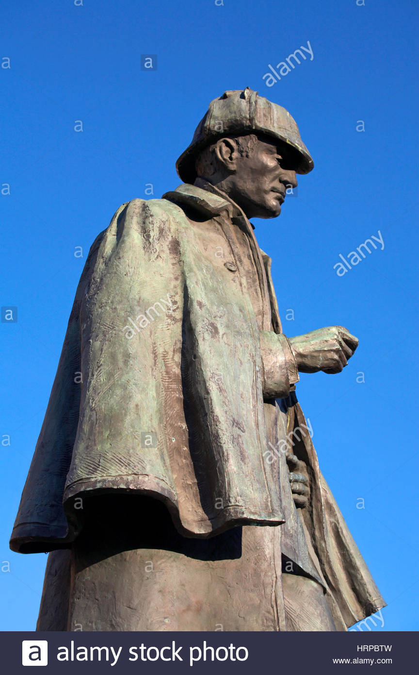 Sherlock Holmes Statue, in Erinnerung an die schottische Autor und Schöpfer der Figur, Sir Arthur Conan Doyle 1859 - 1930, Edinburgh, Schottland Stockfoto