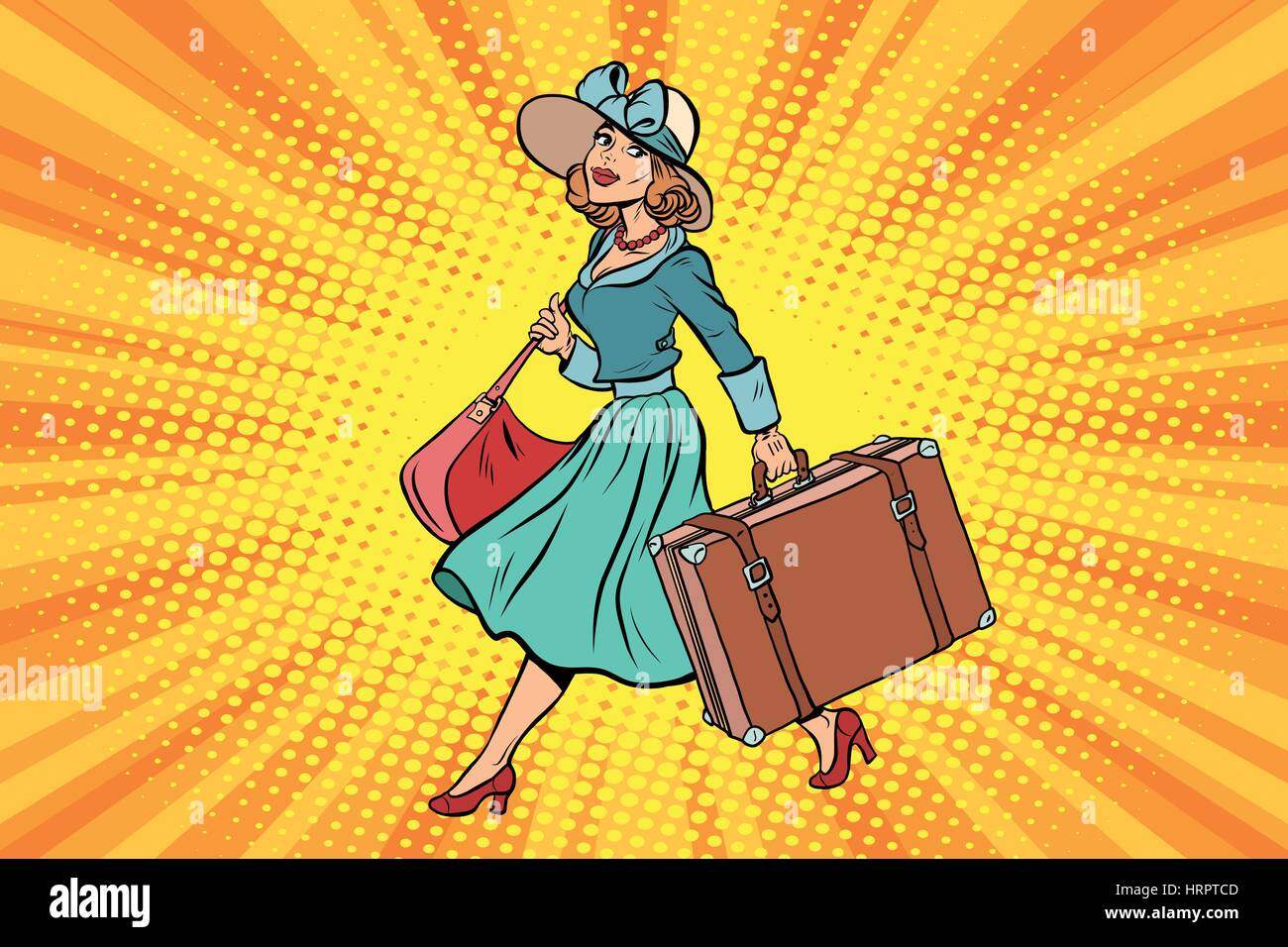 Mädchen mit einem koffer Stock-Vektorgrafiken kaufen - Alamy
