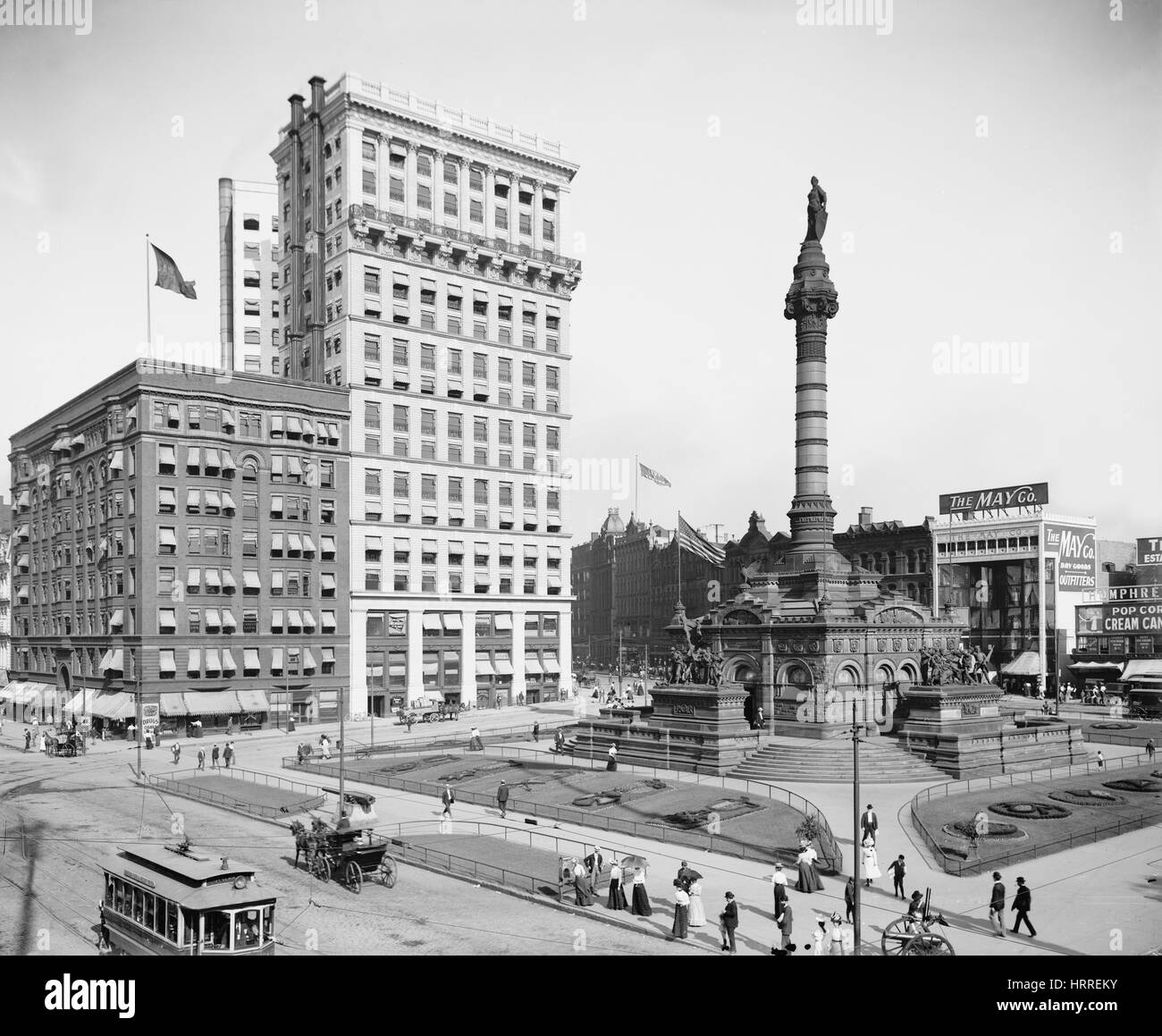 Stadtplatz mit Soldiers and Sailors' Monument, Cleveland, Ohio, USA, Detroit Publishing Company, 1900 Stockfoto