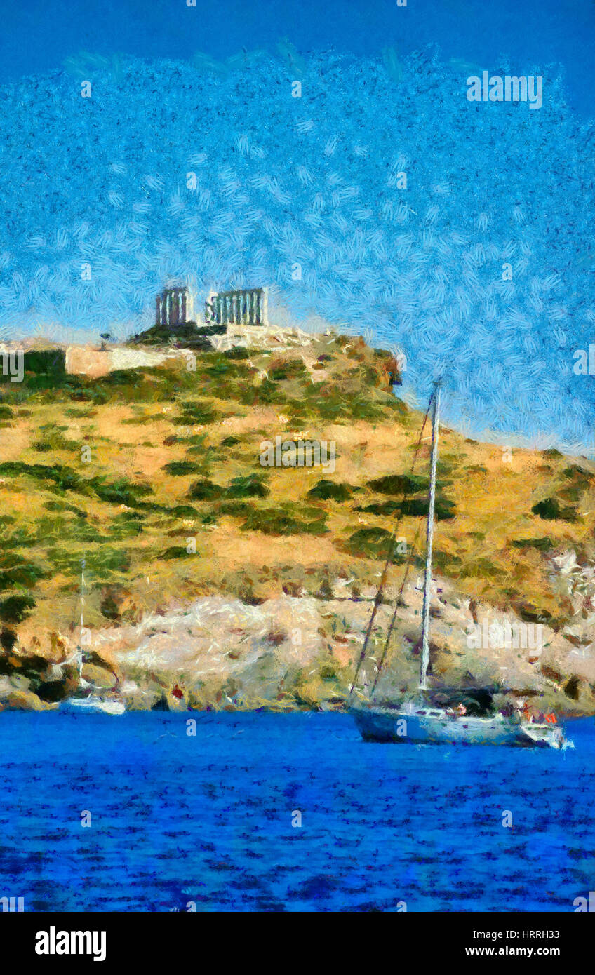 Poseidon-Tempel in Kap Sounion, Griechenland Stockfoto