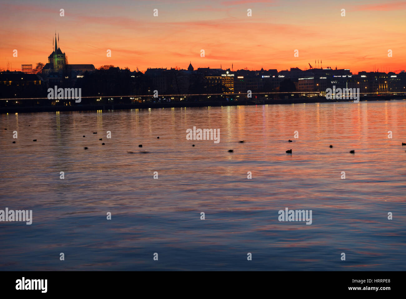 Genf aus der Jetée des Eaux-Vives Stockfoto