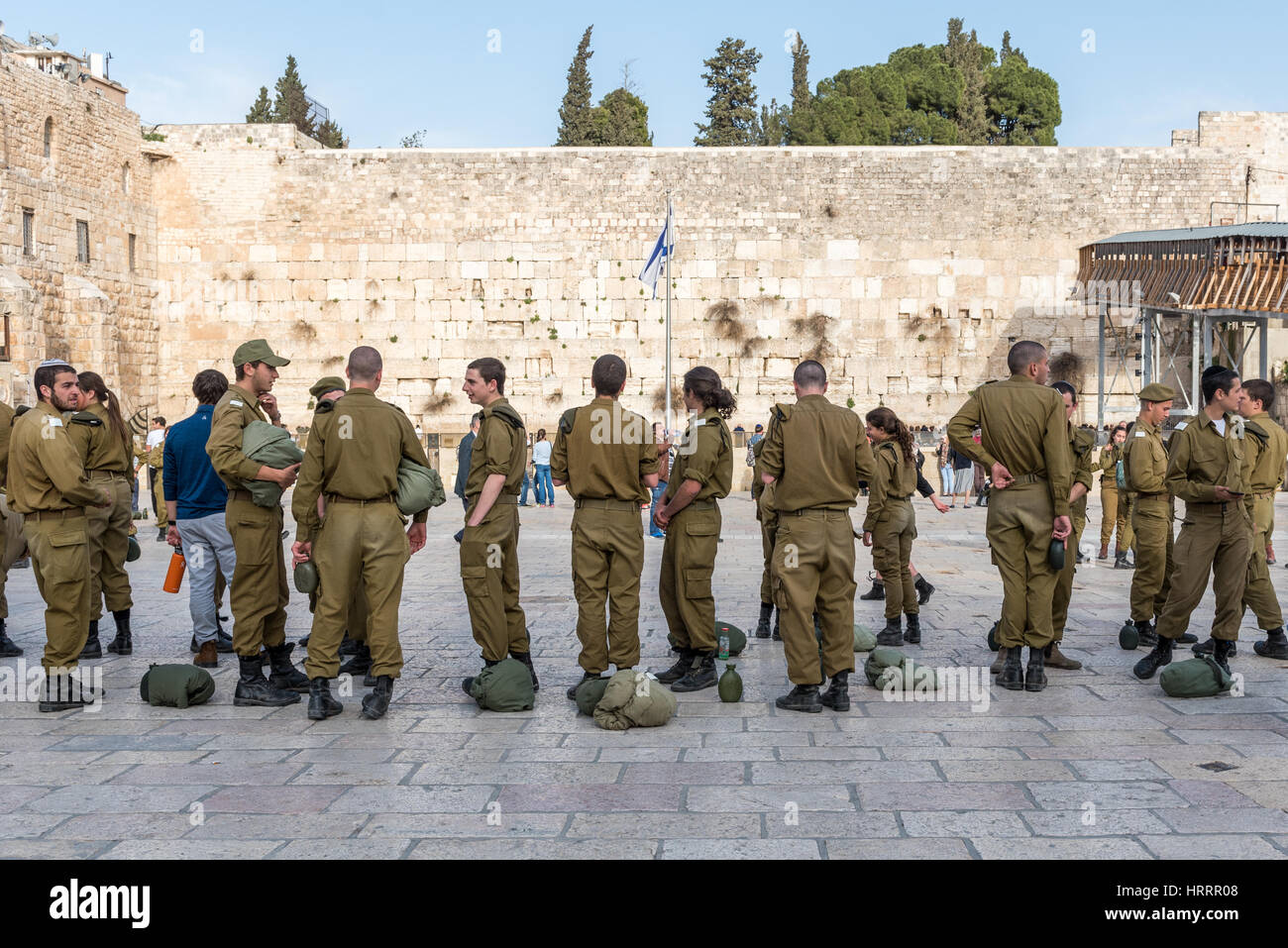 Jungen Rekruten - IDF vor Westwand, Jerusalem, Israel Stockfoto