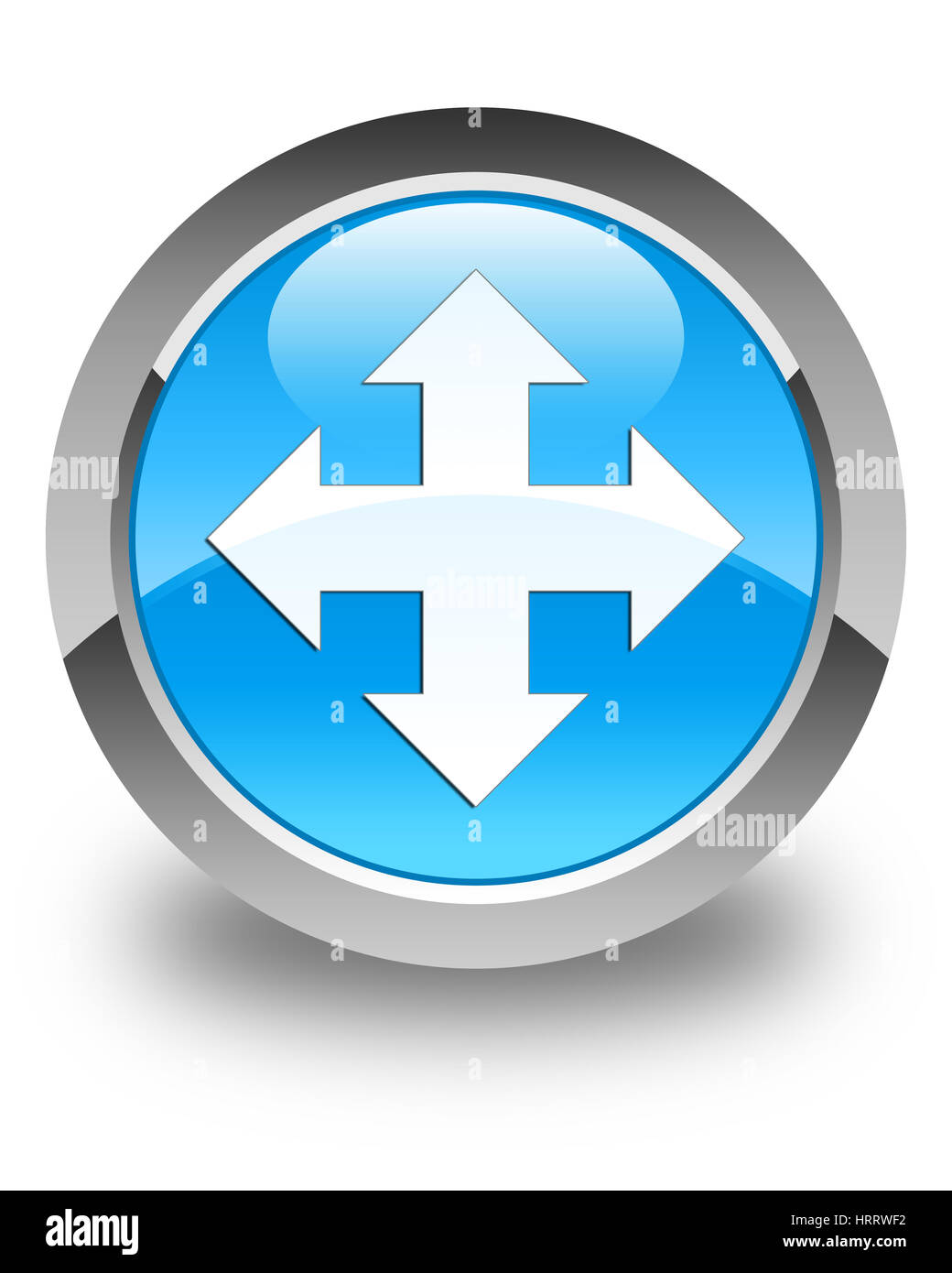 Symbol "verschieben" auf glänzende Cyan blau runden Knopf abstrakte Abbildung isoliert Stockfoto