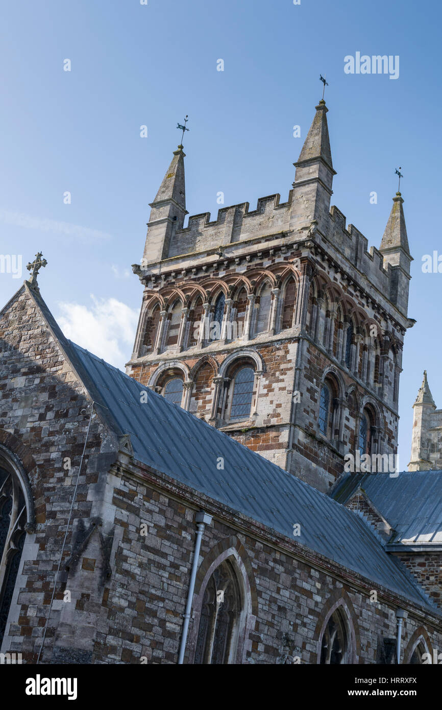 Wimborne Minster Kirchturm Stockfoto