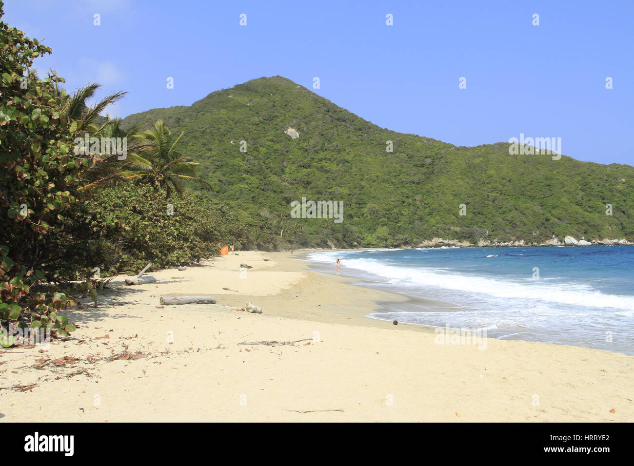 Menschenleeren Sandstrand, Parque Tayrona, Kolumbien Stockfoto