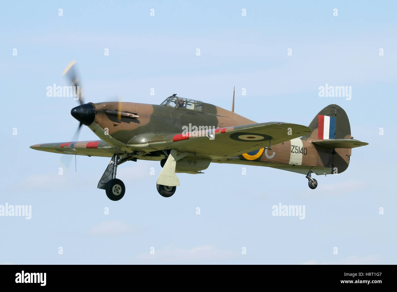 Historische Flugzeuge Sammlungen Hurrikan MkXII immer in der Luft zu Rougham vor einer Anzeige. Stockfoto