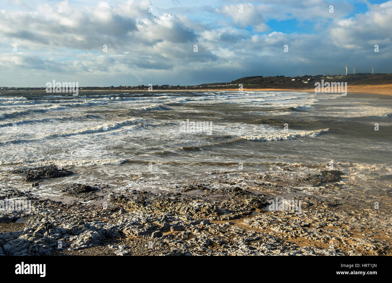 Mündung des Fluss Ogmore bei Ogmore durch Meer Süd-Wales Stockfoto