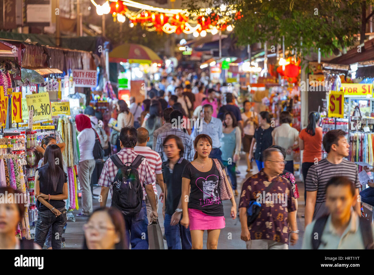 Abend auf Pagoda Street, Chinatown, Singapur, Asien, Singapur Stockfoto