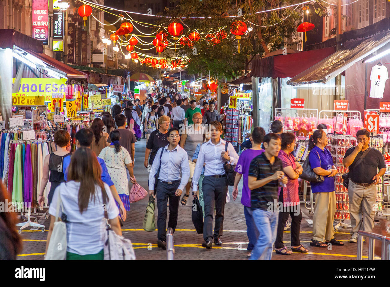 Abend auf Pagoda Street, Chinatown, Singapur, Asien, Singapur Stockfoto