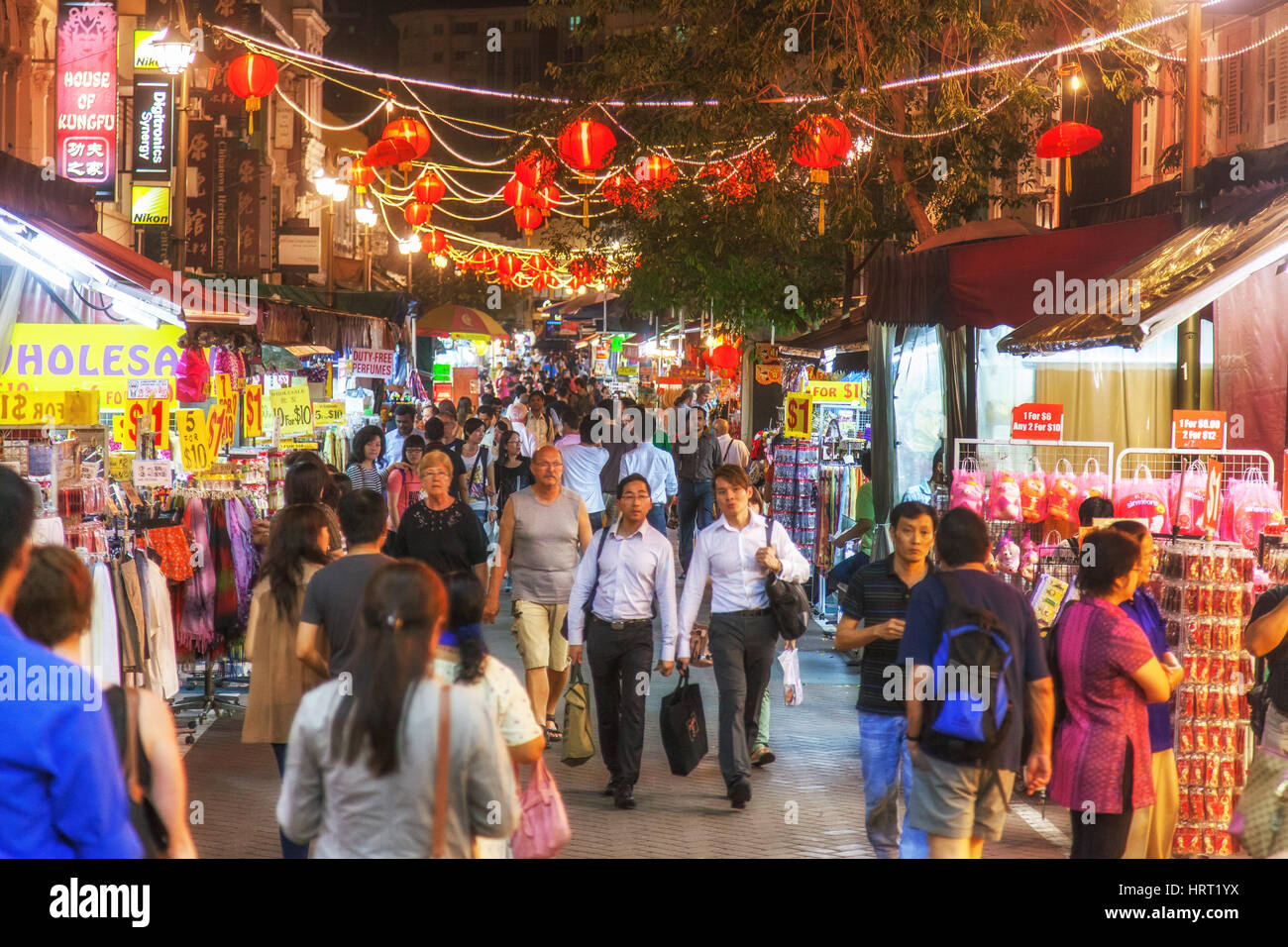 Abend auf Pagoda Street, Chinatown, Singapur, Asien, Singapur Stockfoto