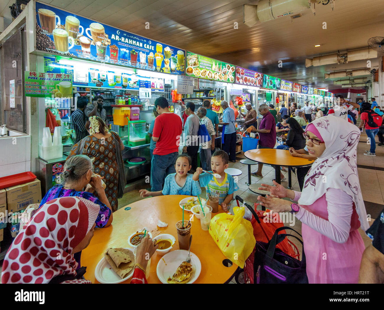 Stände mit Essen, indisches Fastfood, Viertel Little India, Singapur, Singapur, Asien Stockfoto