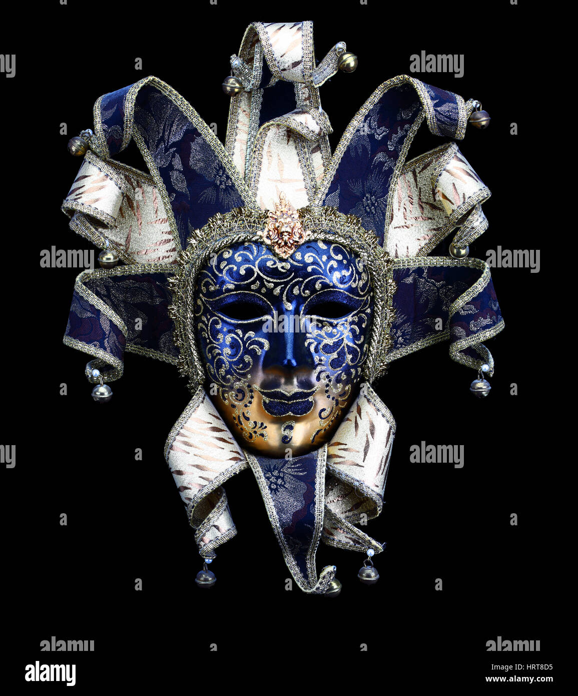 Venedig-Maske blau und Gold Stockfoto