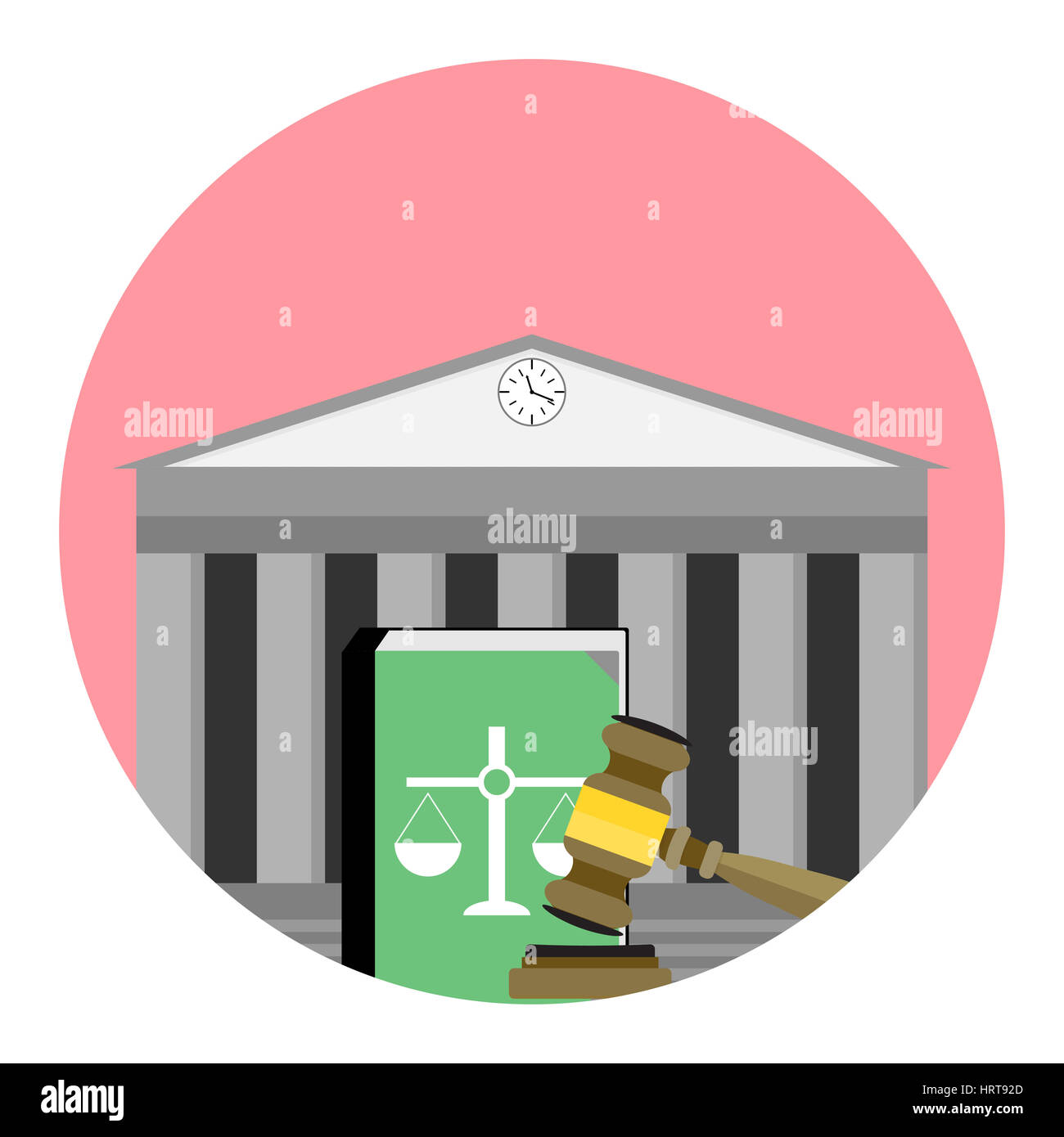 Zuständigkeit-Institut-Symbol. Gesetzgebung-Institution, Gerechtigkeit und Strafe, Vektor-illustration Stockfoto