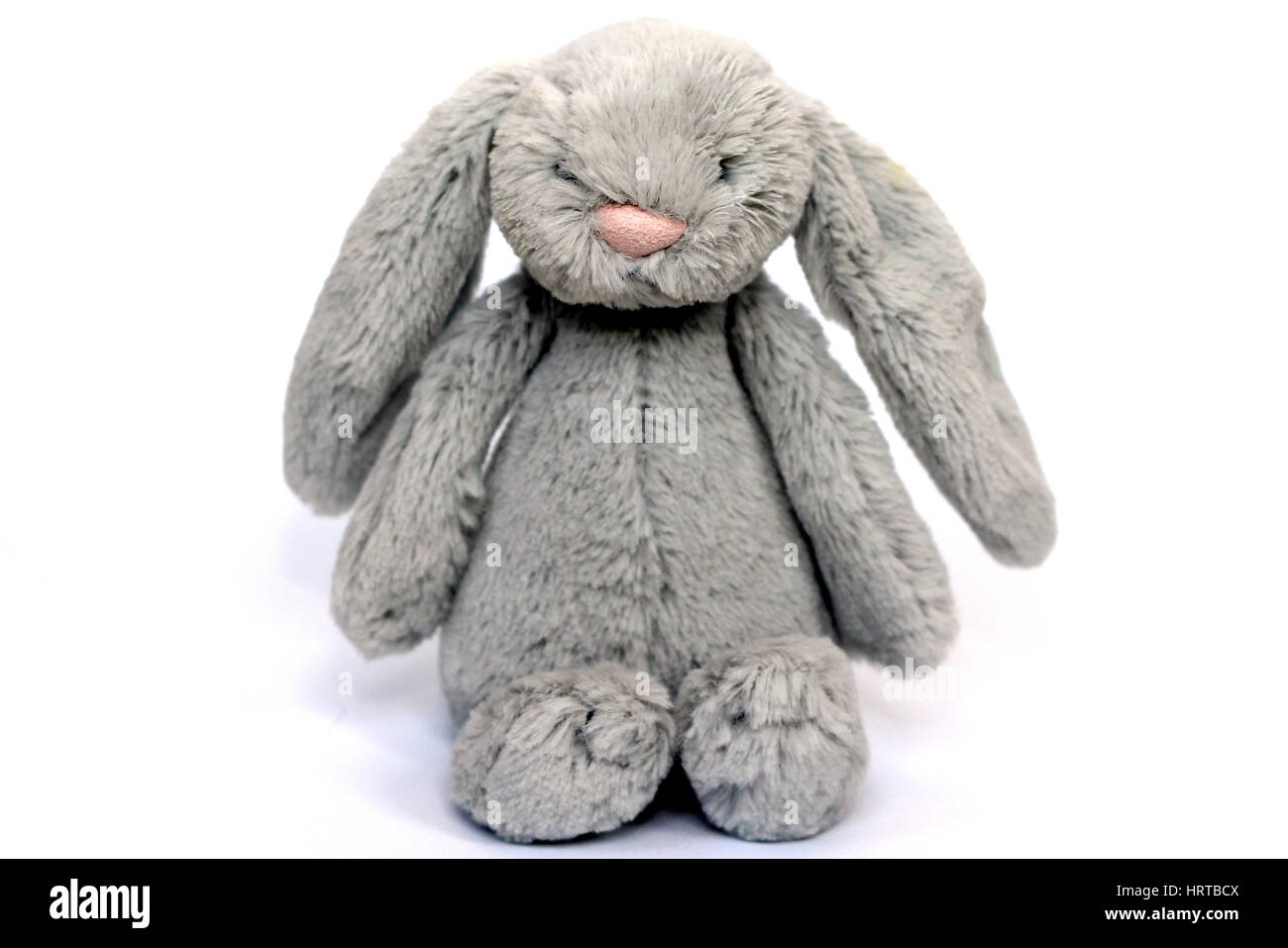 Flauschige Stofftier graue Kaninchen für Baby / Kind Stockfoto